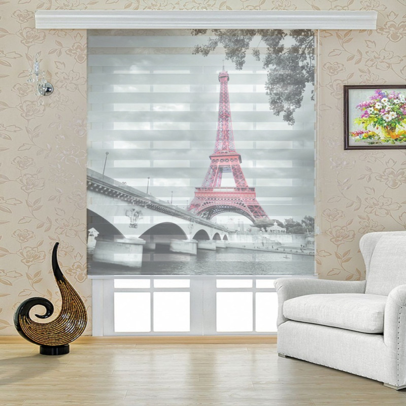 Dijital Baskili Zebra Perde Paris
